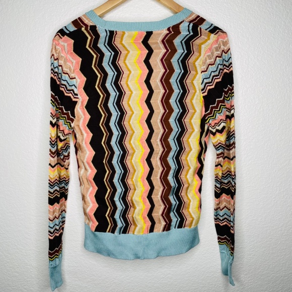 Missoni Sweater Cardigan Womens Sz Medium Y2K Button down vneck chevron - Picture 5 of 9